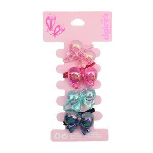 Claires Girl's Iridescent Bow Hair Elastics Set Of 4